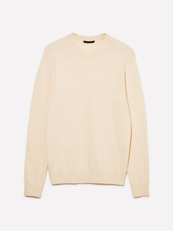 Pull col rond beige coupe régulière - pulls col rond pour homme - Beige | Sisley image number 1